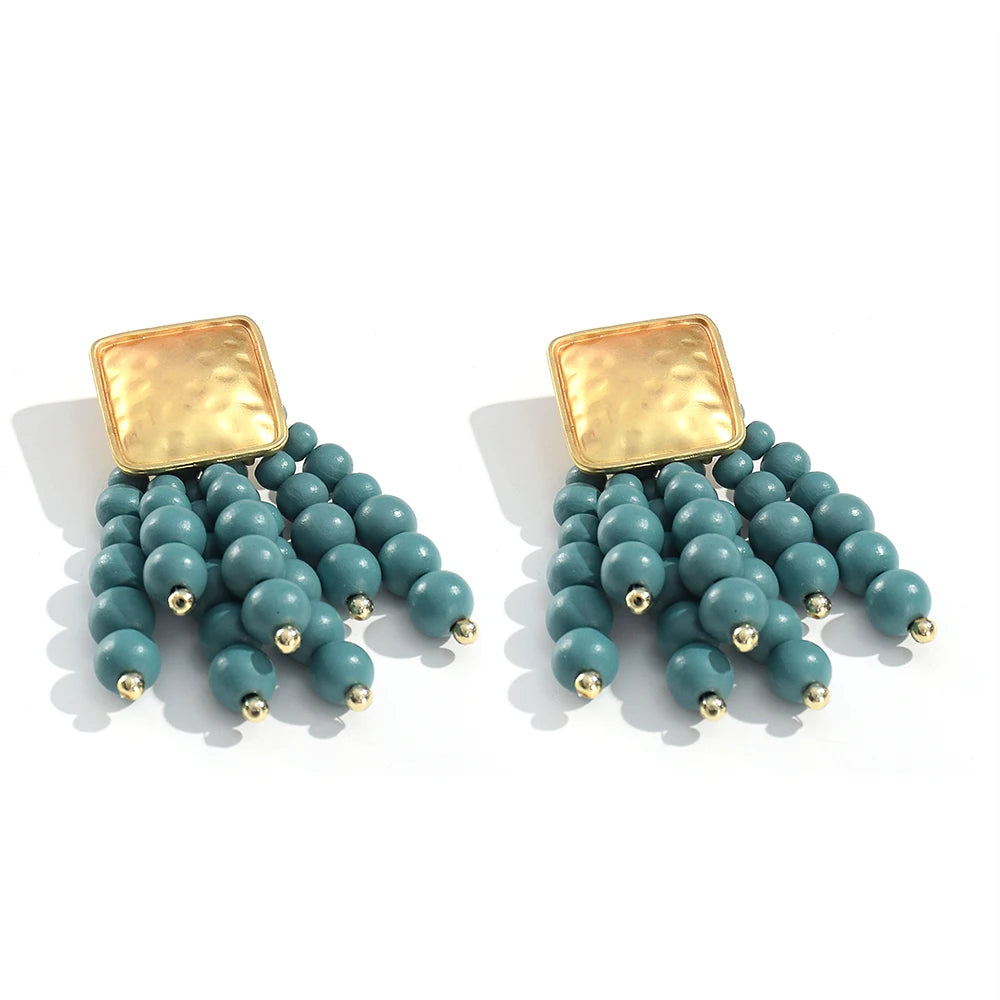 Wooden Beaded Bohemian Earrings