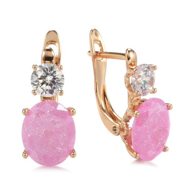 Pink Frosted Zircon Drop Earrings