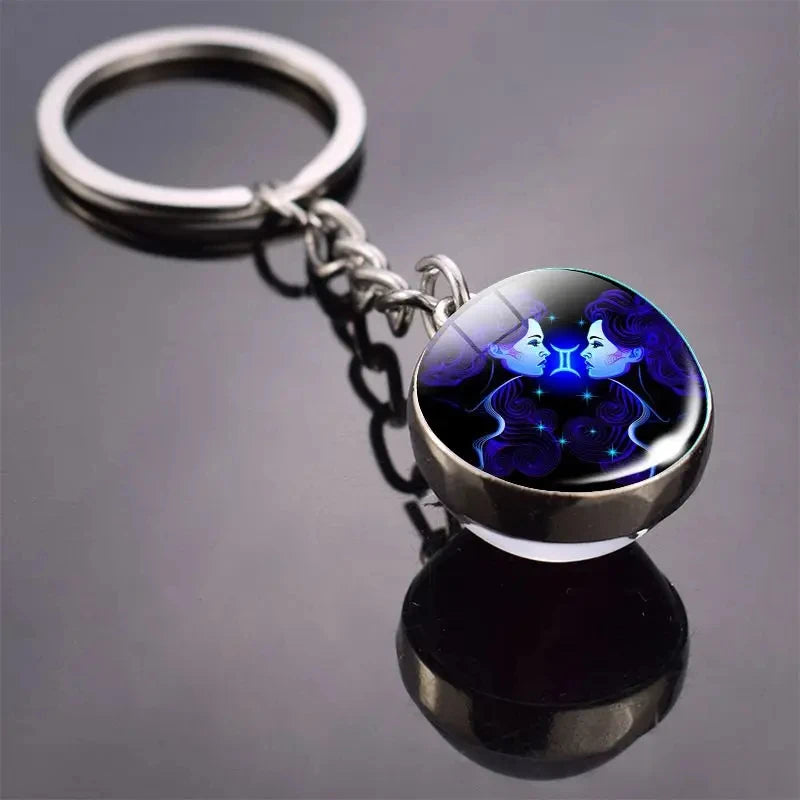 Glass Ball Zodiac Luminous Keychain