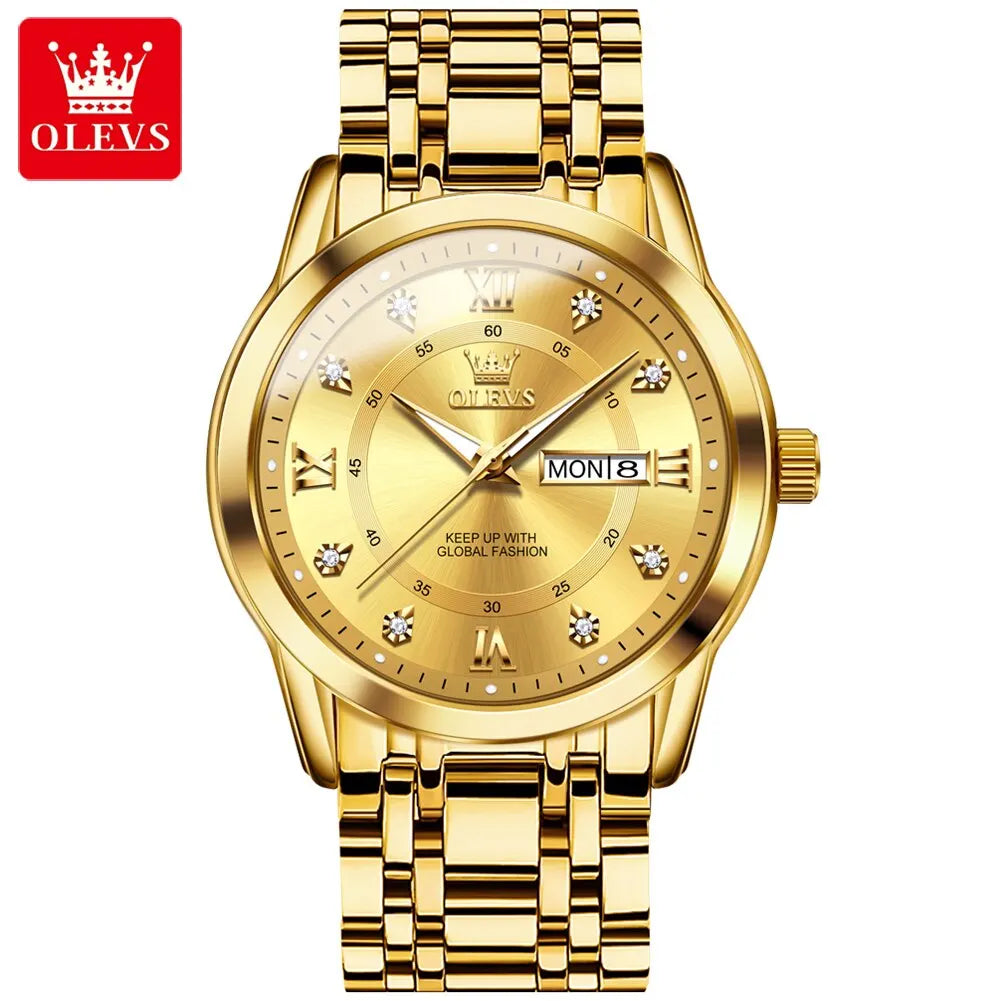 Watch for Men Luxury Diamonds Gold Watch Waterproof