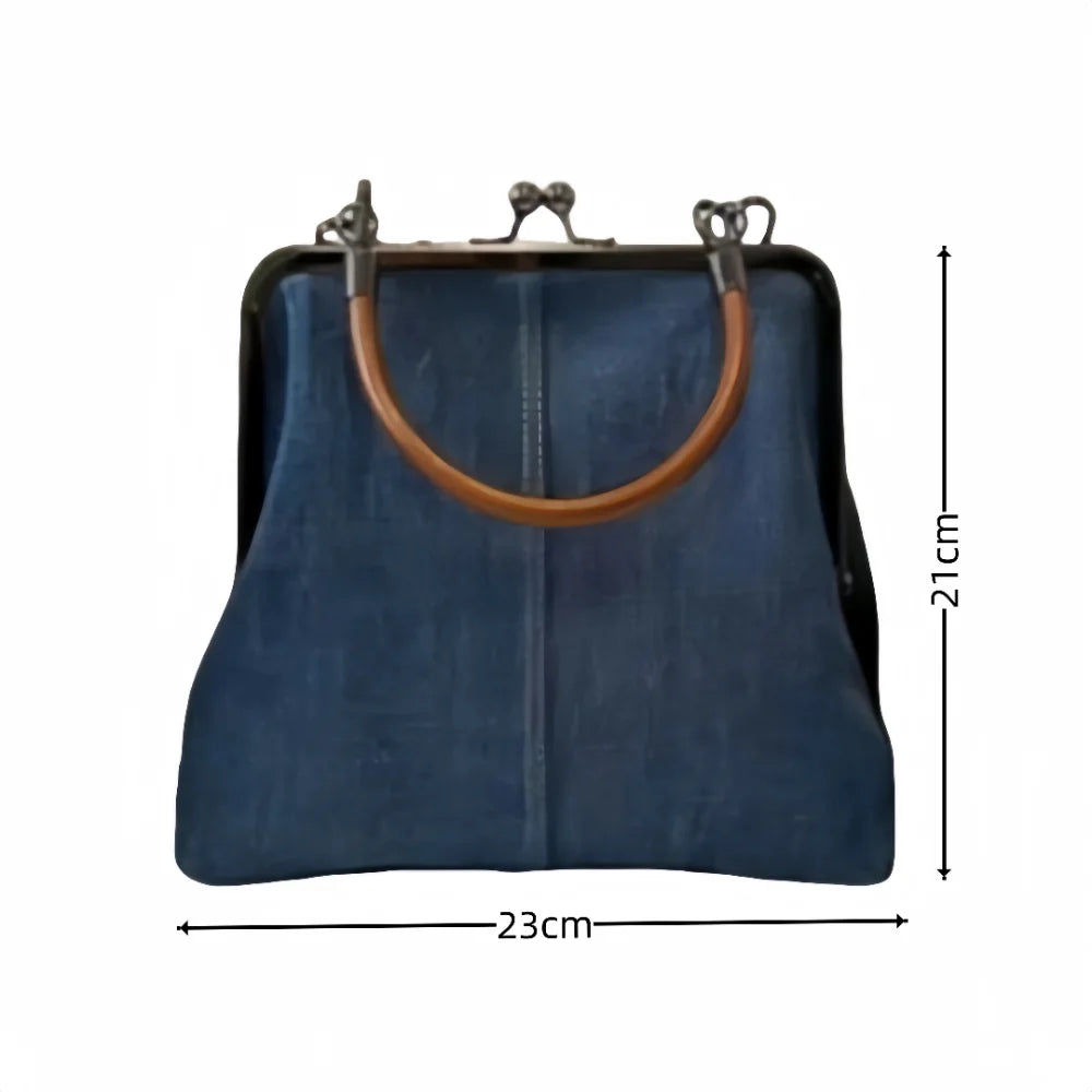 Vintage Style  Handbag Versatile Navy Blue.Fashionable Lady‘s Denim  Bag