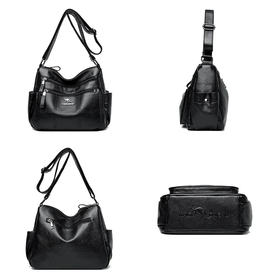 Leather Luxury Handbag. Shoulder Crossbody Handbag