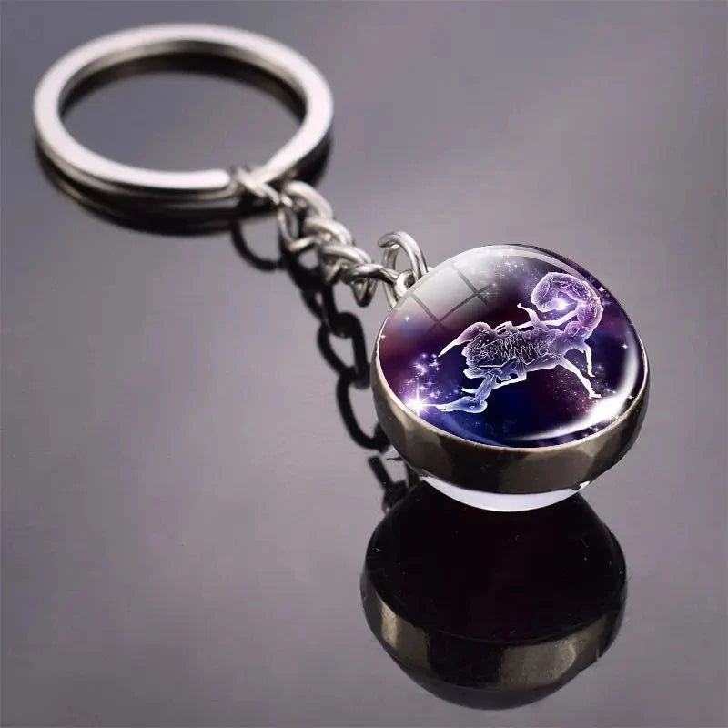 Glass Ball Zodiac Luminous Keychain