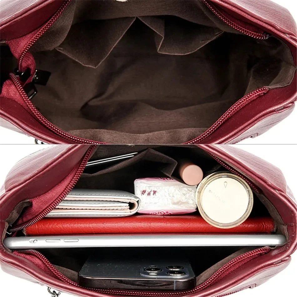 Leather Luxury Handbag. Shoulder Crossbody Handbag