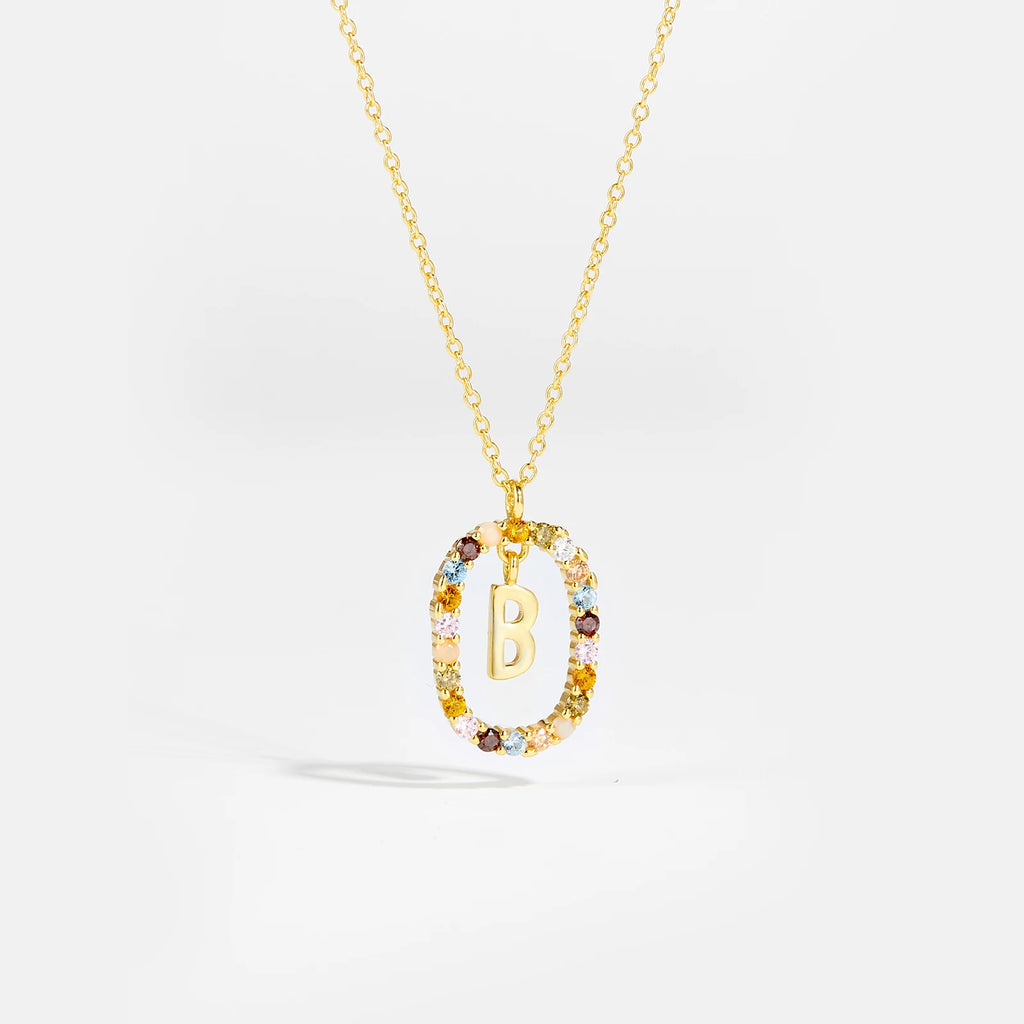 Sterling Gold Letter Pendant Necklace