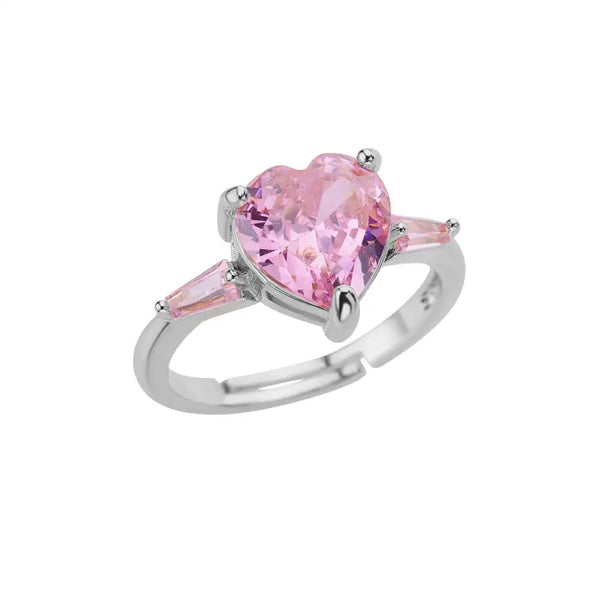 Pink Zircon Heart Ring