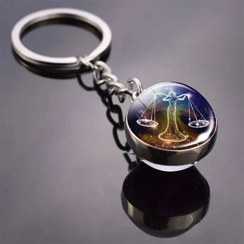 Glass Ball Zodiac Luminous Keychain