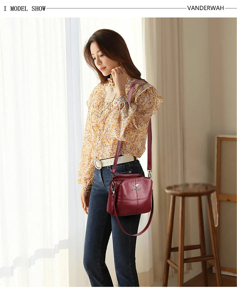 Leather Luxury Handbag. Shoulder Crossbody Handbag