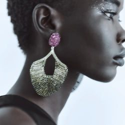 Vintage Crystal Fan Tassel Earrings