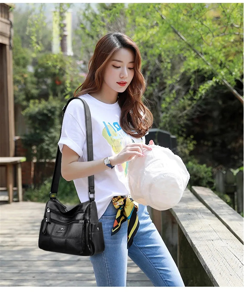 Leather Luxury Handbag. Shoulder Crossbody Handbag