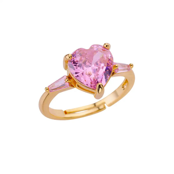 Pink Zircon Heart Ring