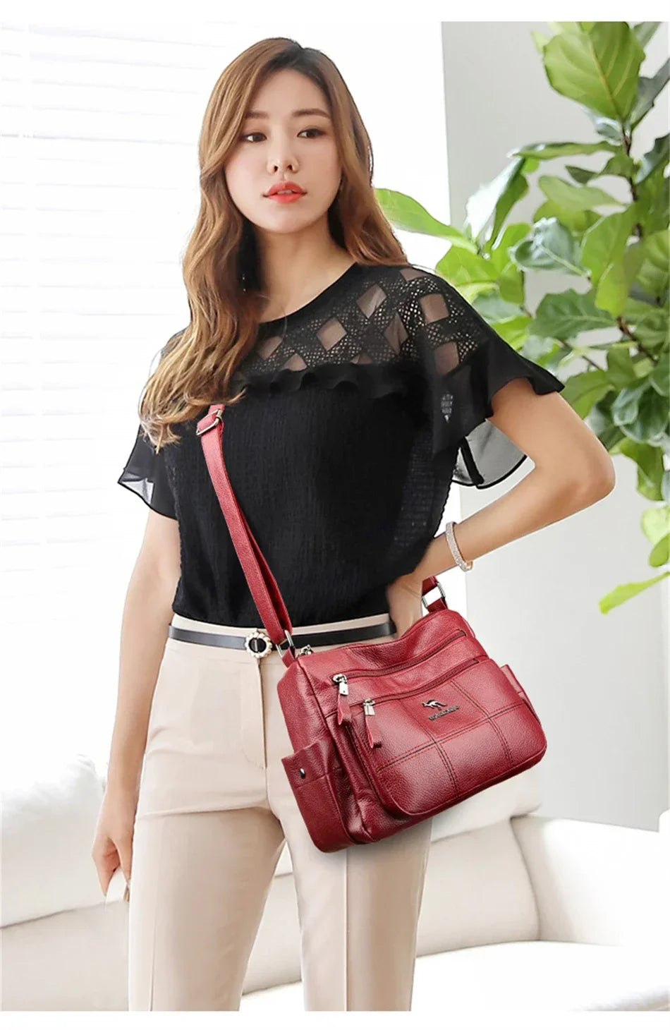 Leather Luxury Handbag. Shoulder Crossbody Handbag
