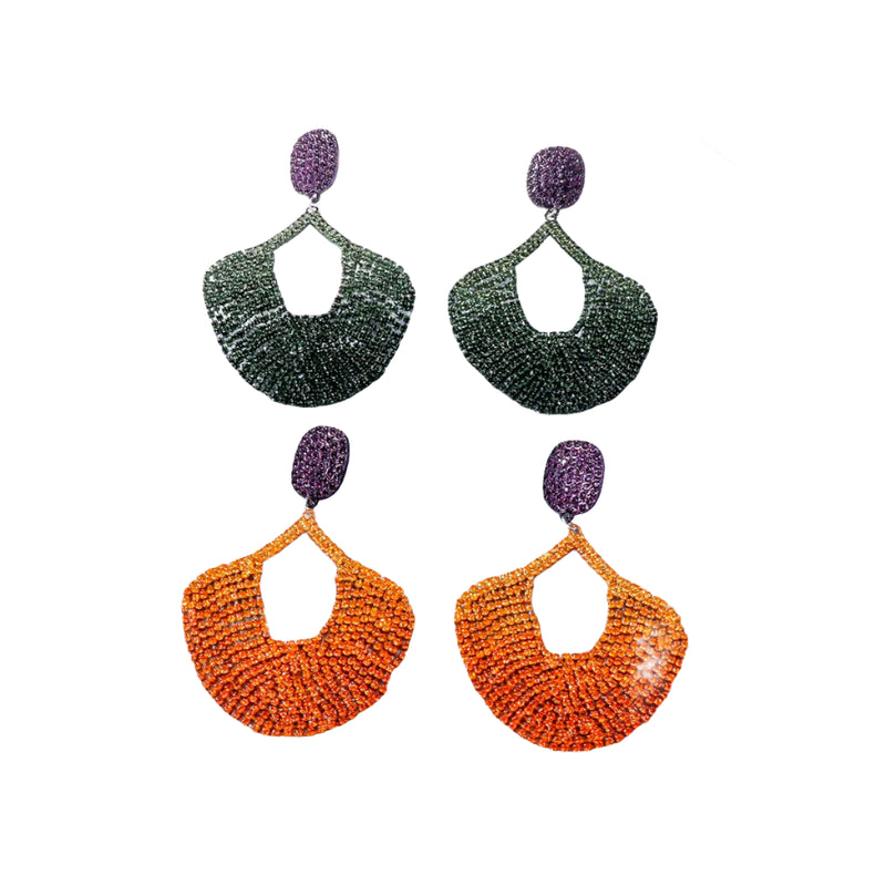 Vintage Crystal Fan Tassel Earrings