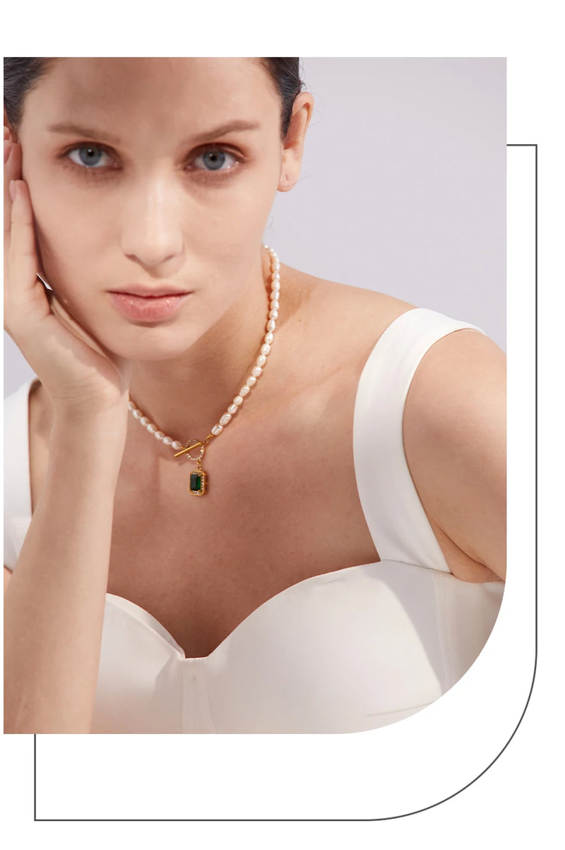 Pearl & Zirconia Pendant Necklace