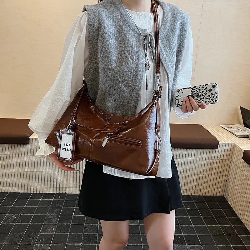 LEFTSIDE PU Leather Shoulder Bags for Women 2025 Luxury Designer Crossbody Bag Females Fashion Underarm Bags Handbags and Purses