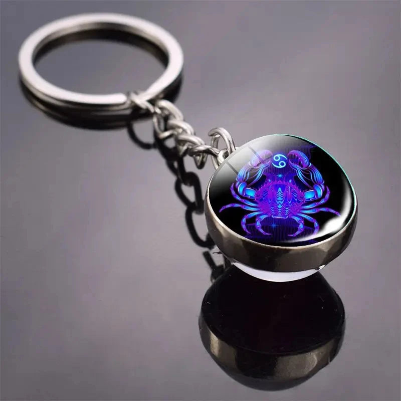 Glass Ball Zodiac Luminous Keychain