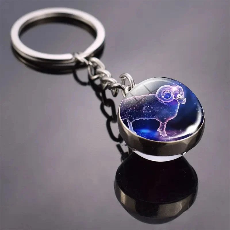 Glass Ball Zodiac Luminous Keychain