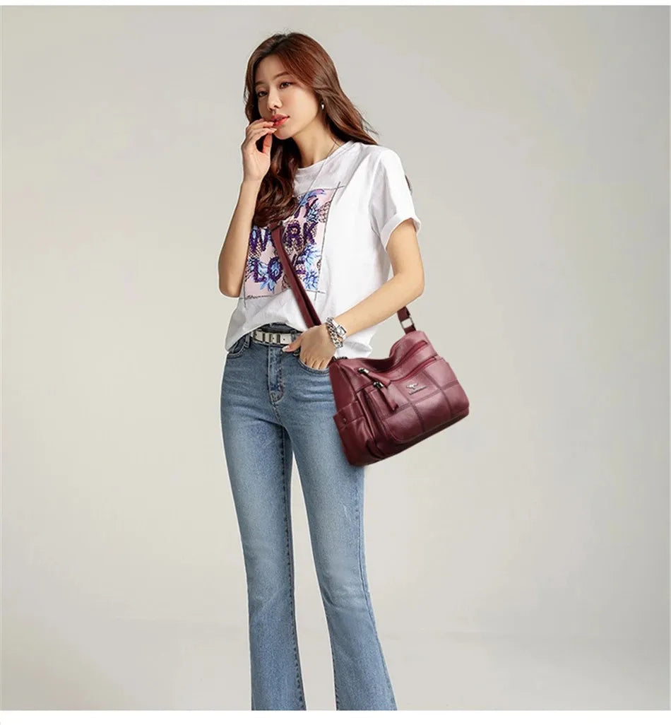 Leather Luxury Handbag. Shoulder Crossbody Handbag