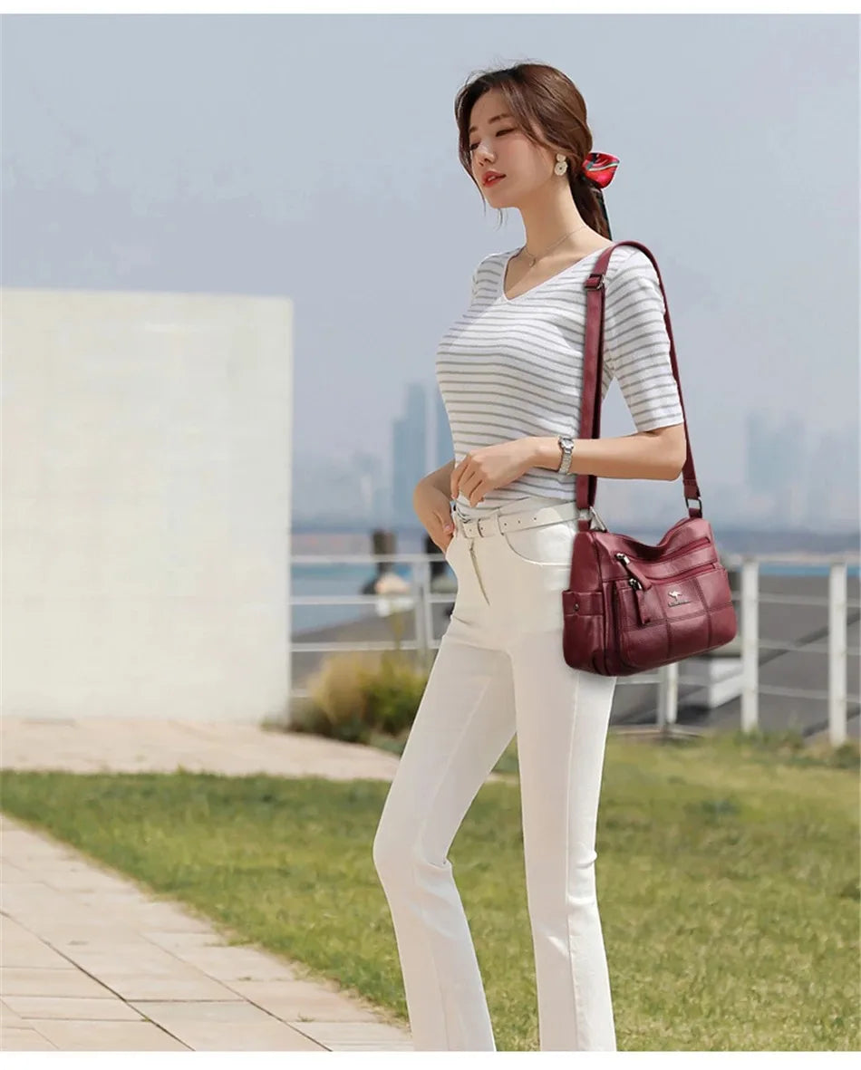 Leather Luxury Handbag. Shoulder Crossbody Handbag