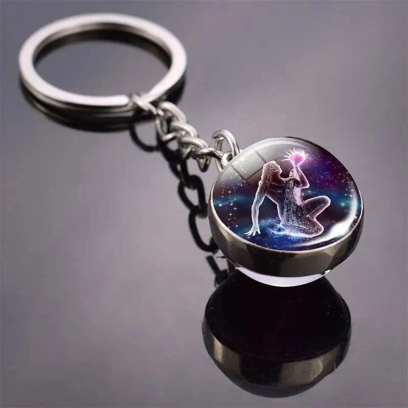 Glass Ball Zodiac Luminous Keychain
