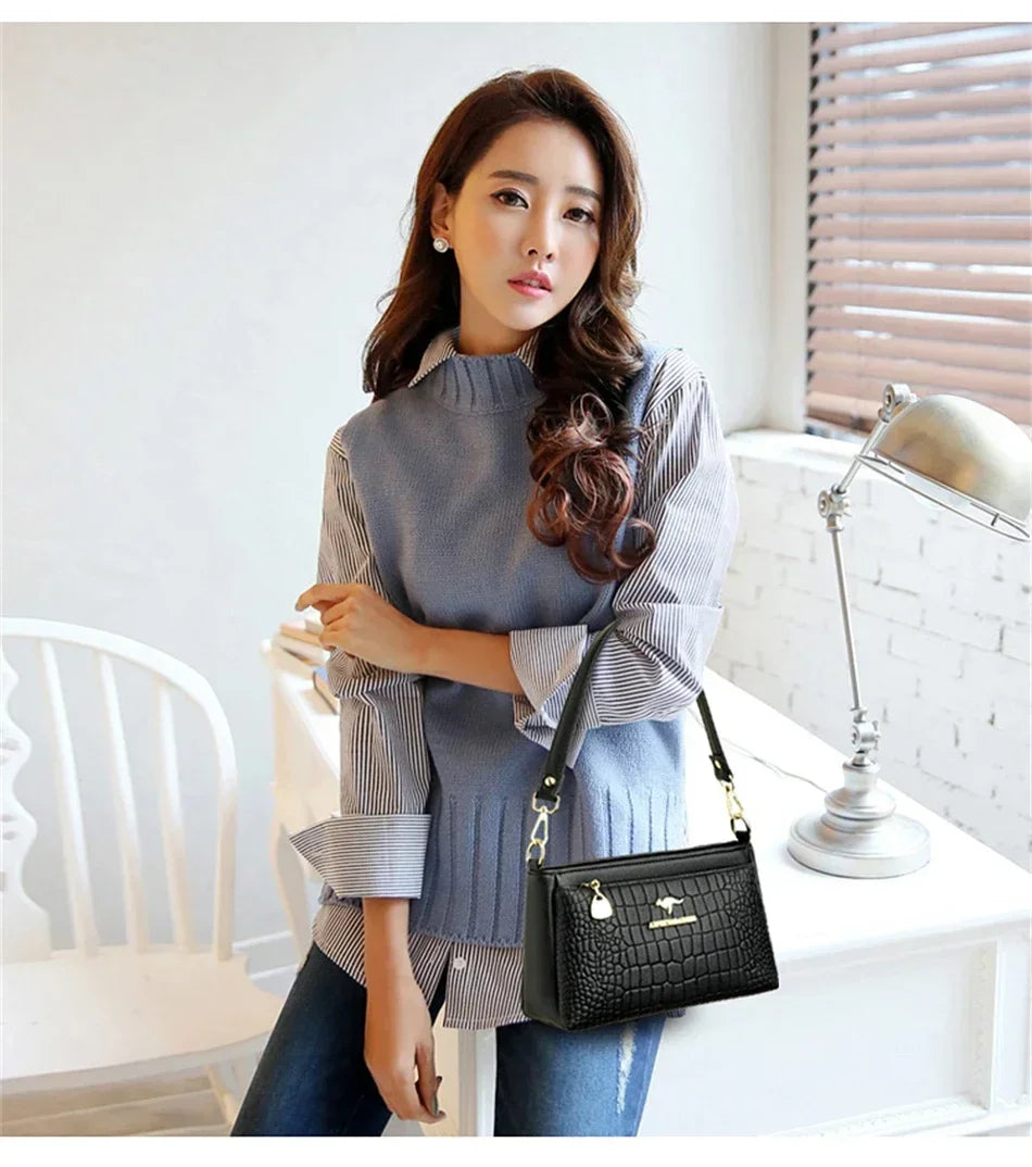 Leather Luxury Handbag. Shoulder Crossbody Handbag