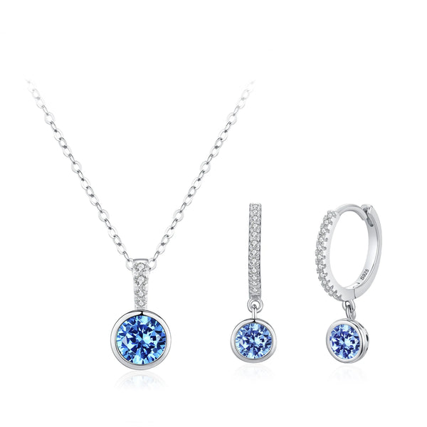 925 Sterling Silver Blue Zirconia Jewelry Set