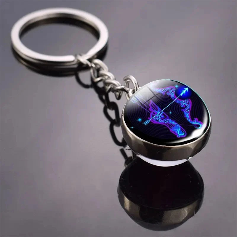 Glass Ball Zodiac Luminous Keychain
