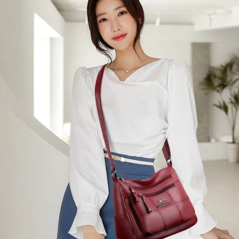 Leather Luxury Handbag. Shoulder Crossbody Handbag
