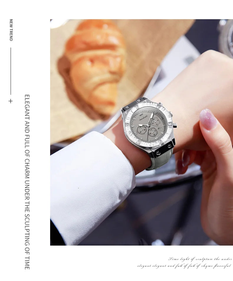 Analog Quartz Watch for Women Leather Strap Waterproof Luxury Elegant
