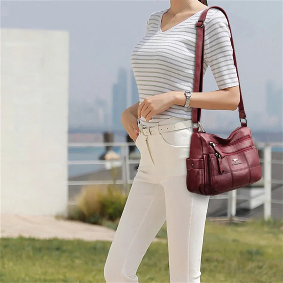 Leather Luxury Handbag. Shoulder Crossbody Handbag