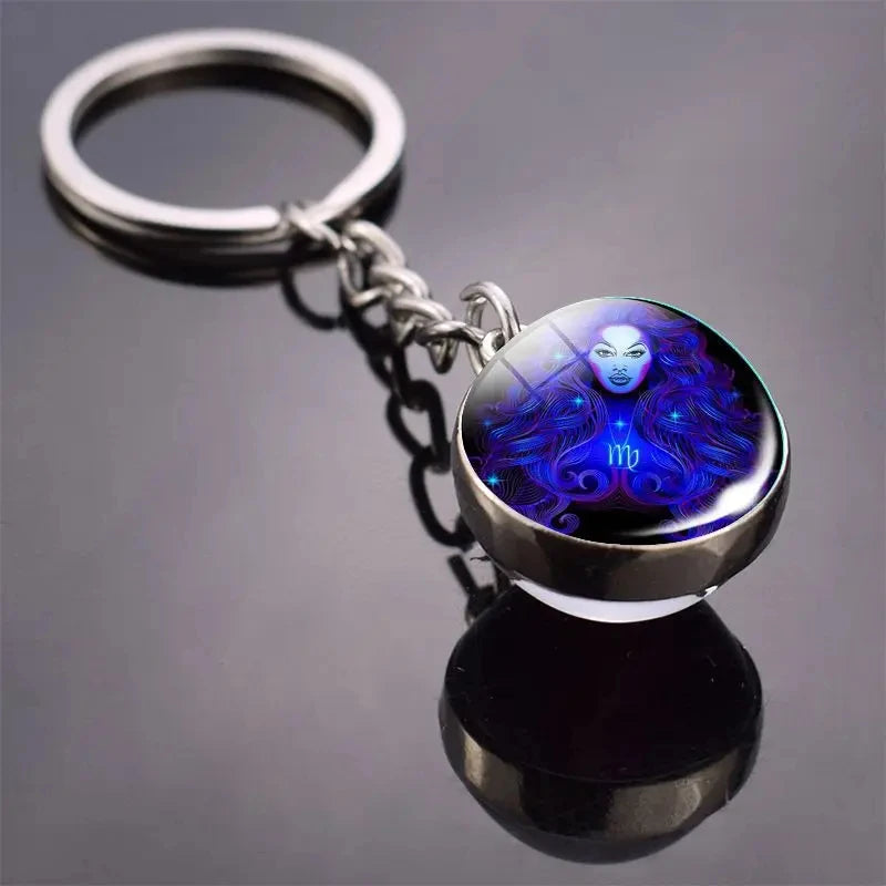 Glass Ball Zodiac Luminous Keychain