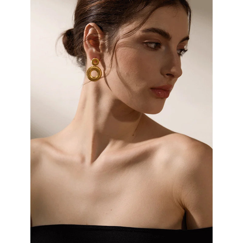 Golden Spiral Drop Earrings