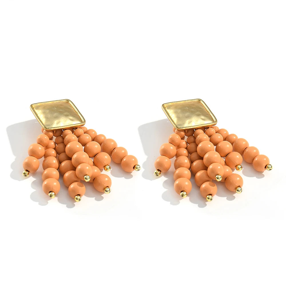 Wooden Beaded Bohemian Earrings