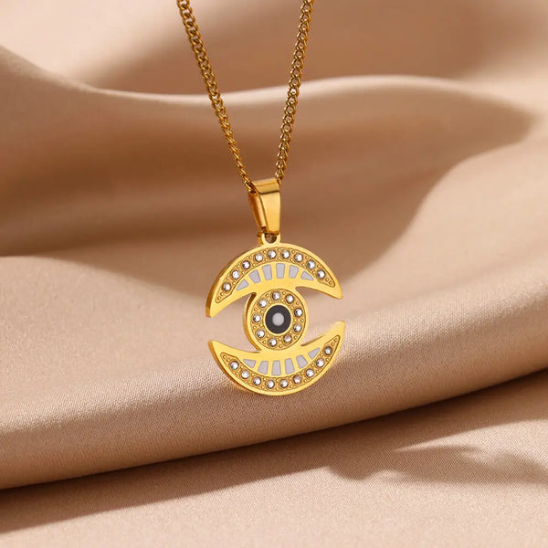 Gold Evil Eye Pendant Necklace