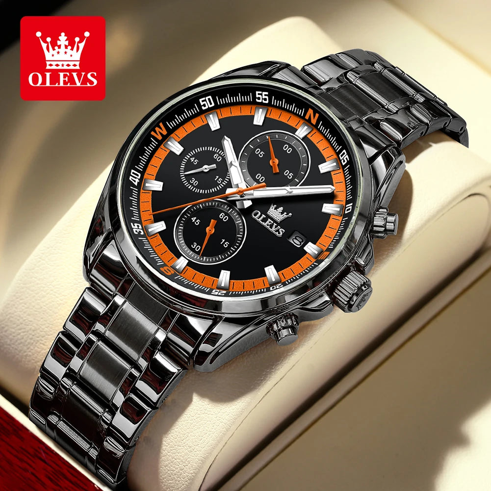 Exclusive Men's Watch Stainless steel Classic Three Small Dials Waterproof  Watch