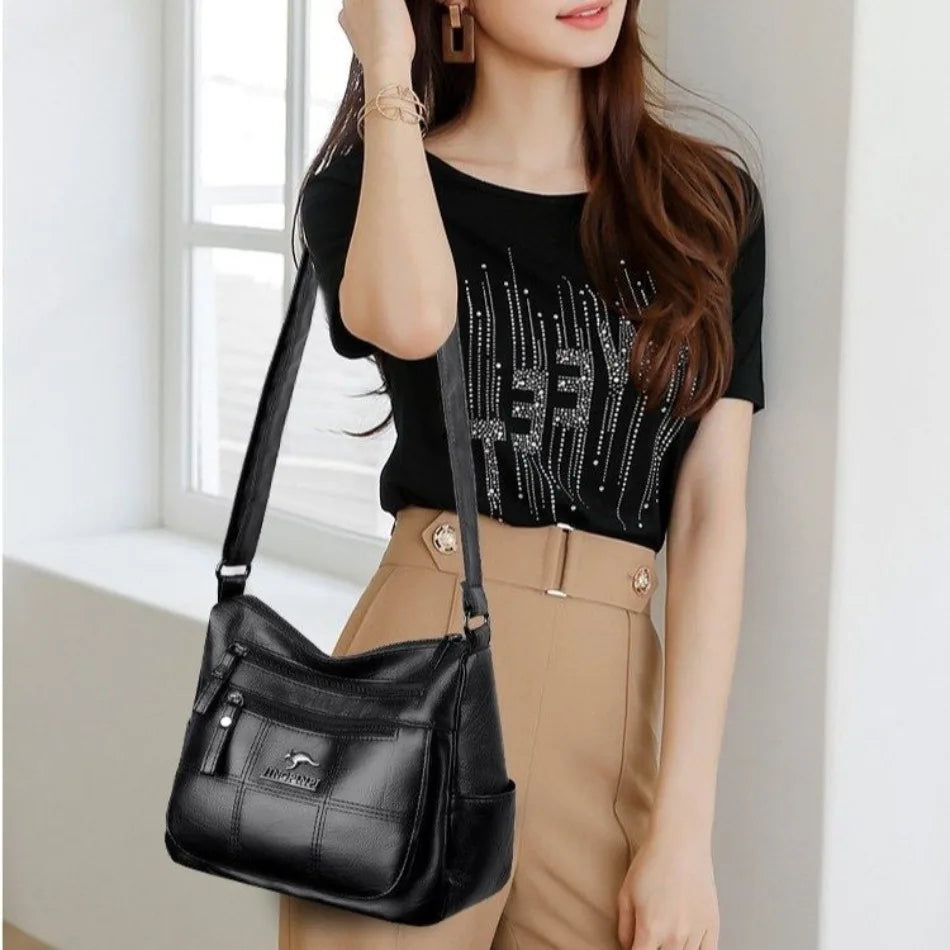 Leather Luxury Handbag. Shoulder Crossbody Handbag