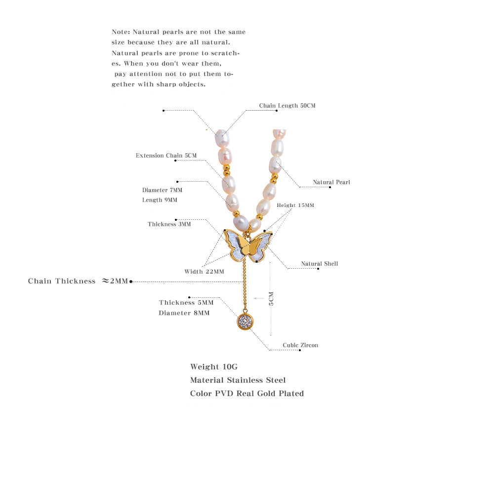 Freshwater Pearl Butterfly Pendant Necklace