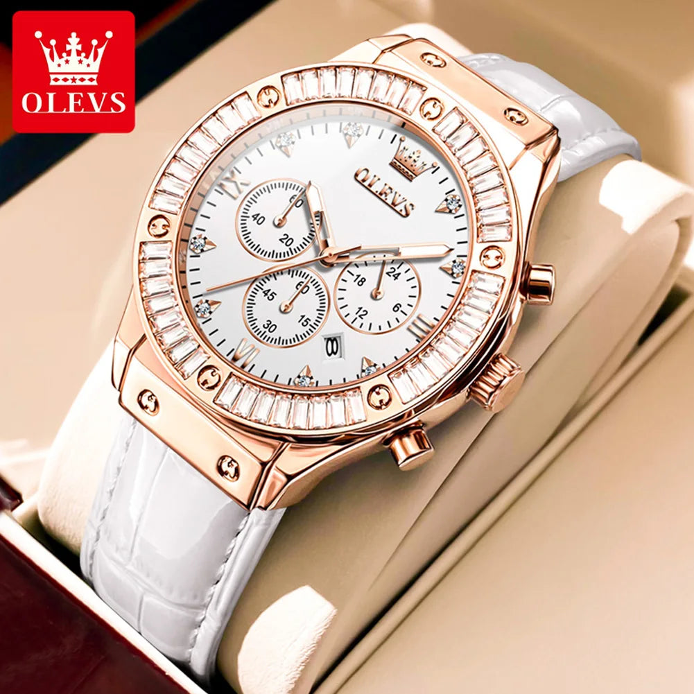 Analog Quartz Watch for Women Leather Strap Waterproof Luxury Elegant