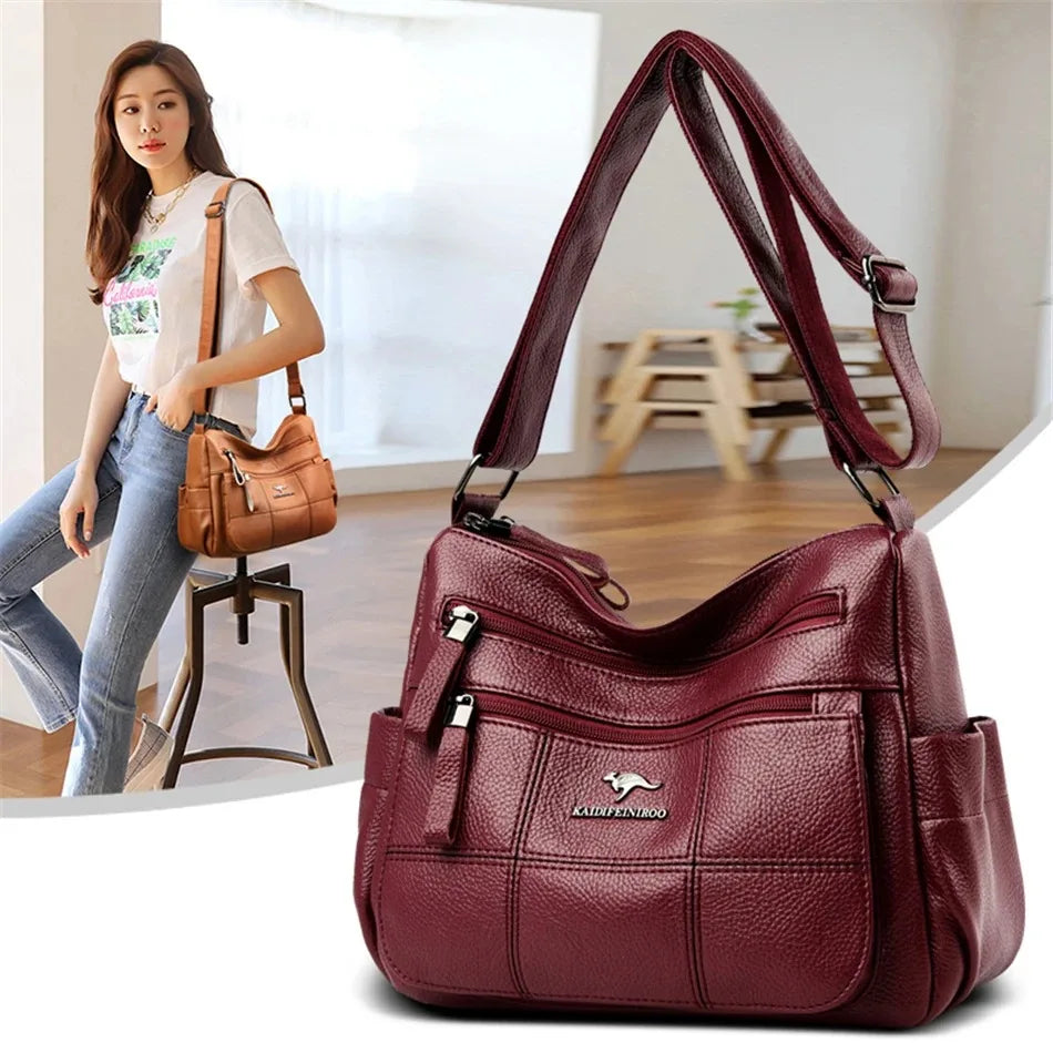 Leather Luxury Handbag. Shoulder Crossbody Handbag