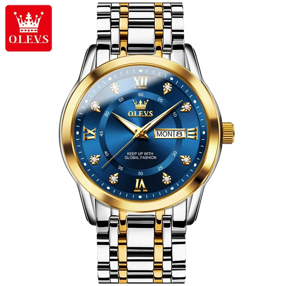 Watch for Men Luxury Diamonds Gold Watch Waterproof