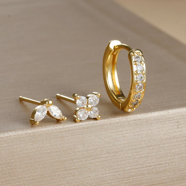 Flower Hoop Earrings Set