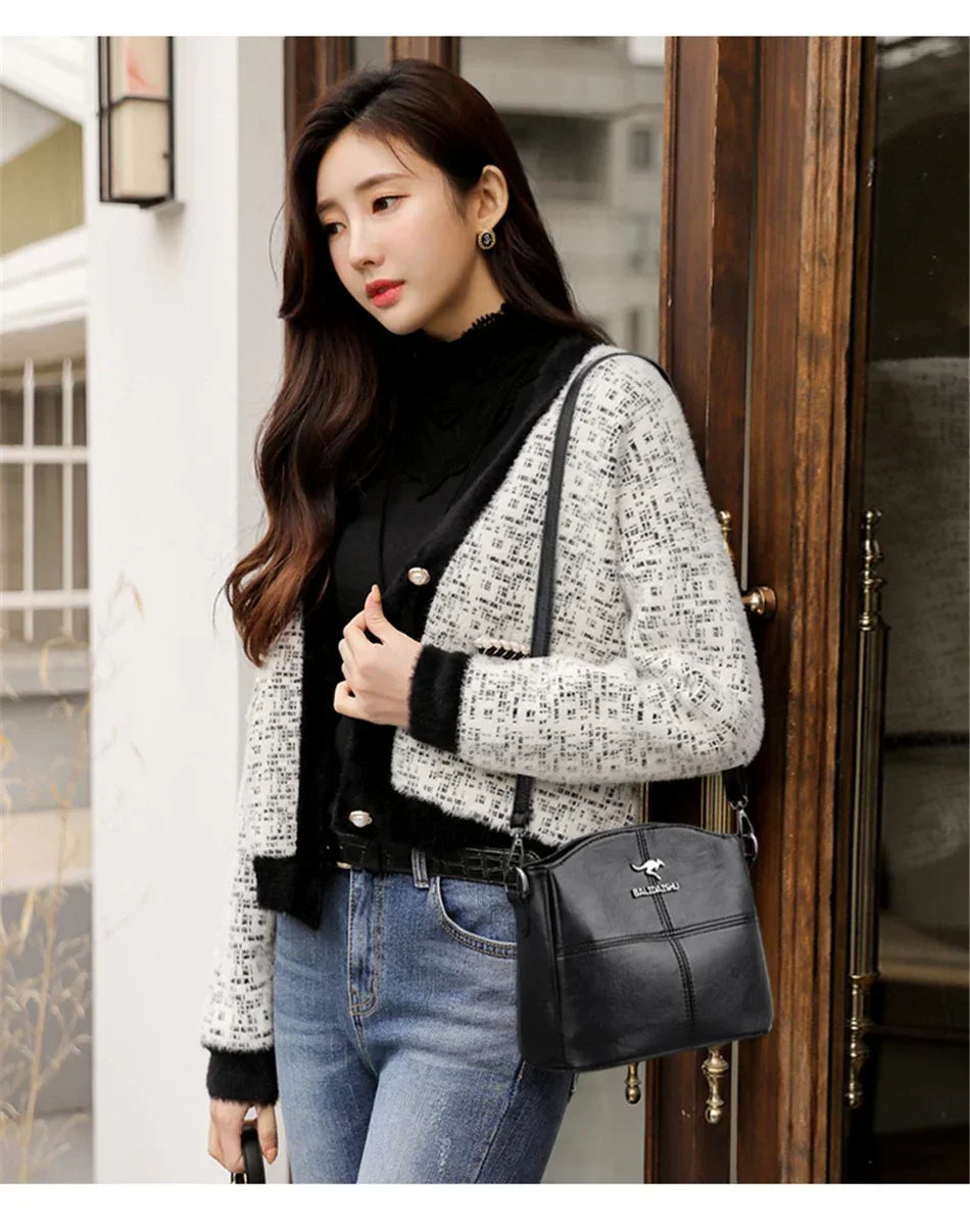 Leather Luxury Handbag. Shoulder Crossbody Handbag