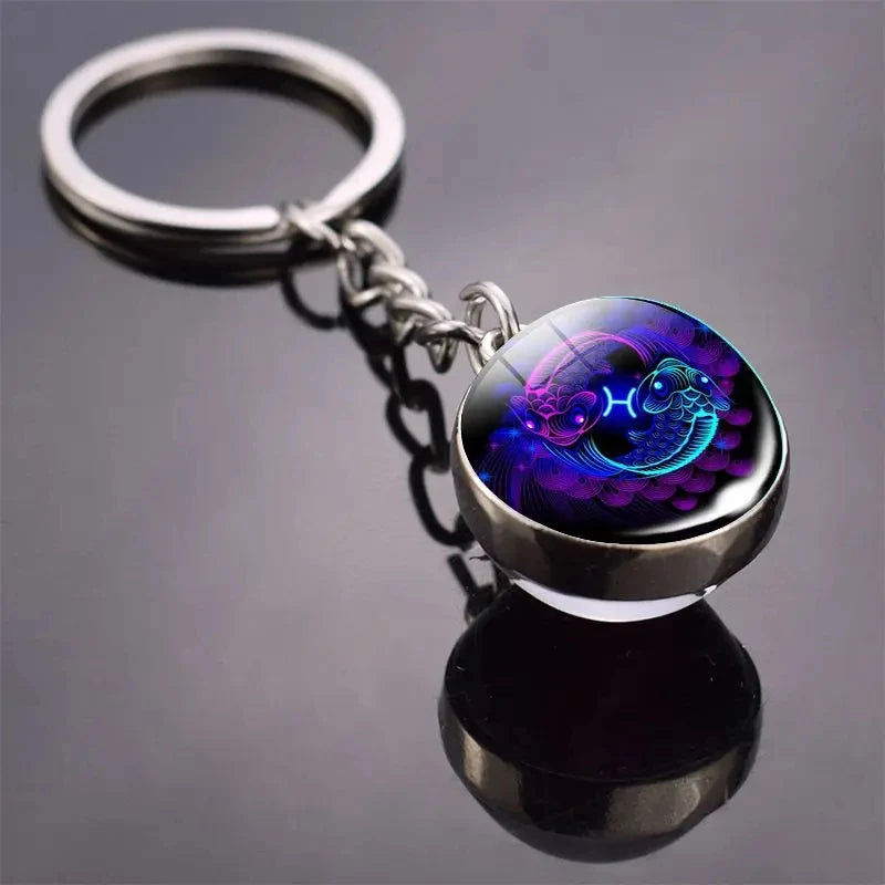 Glass Ball Zodiac Luminous Keychain