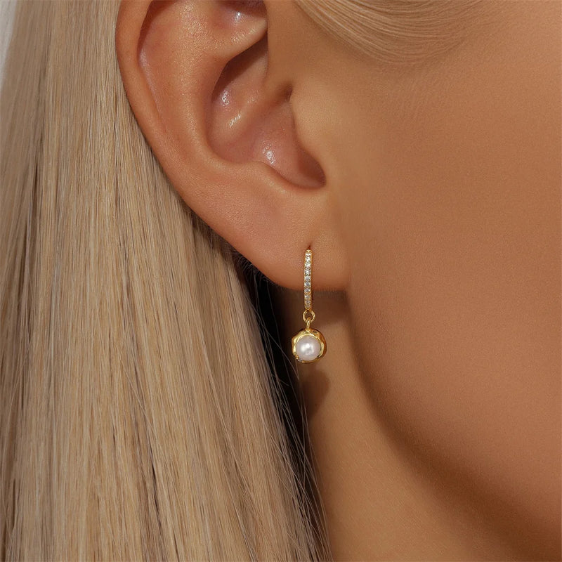 Pearl Drop Hoops