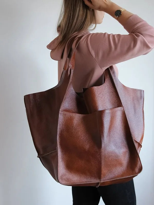 Multifunctional Large Capacity Soft Tote  Luxury Leather Bag