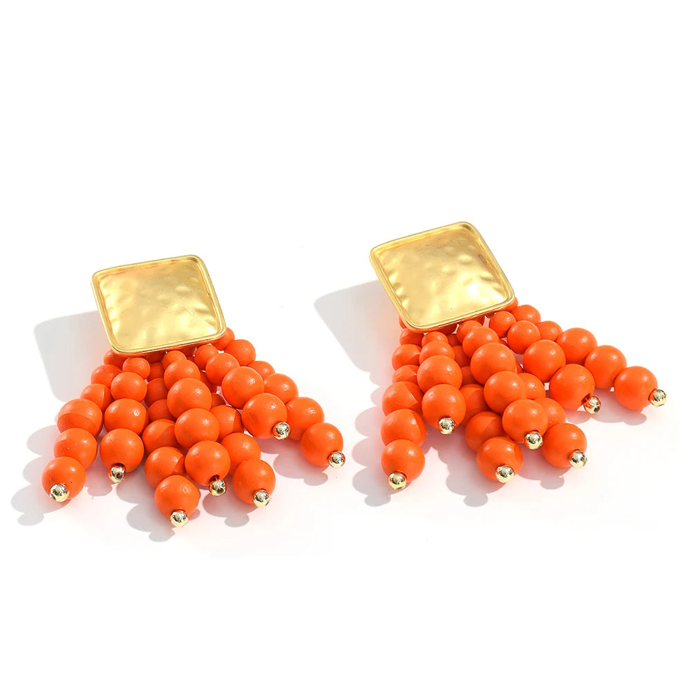 Wooden Beaded Bohemian Earrings