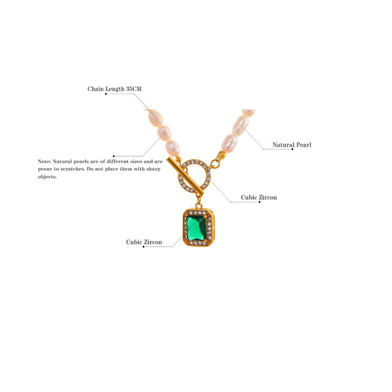 Pearl & Zirconia Pendant Necklace