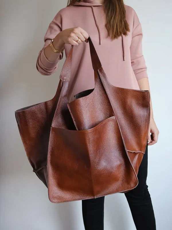 Multifunctional Large Capacity Soft Tote  Luxury Leather Bag