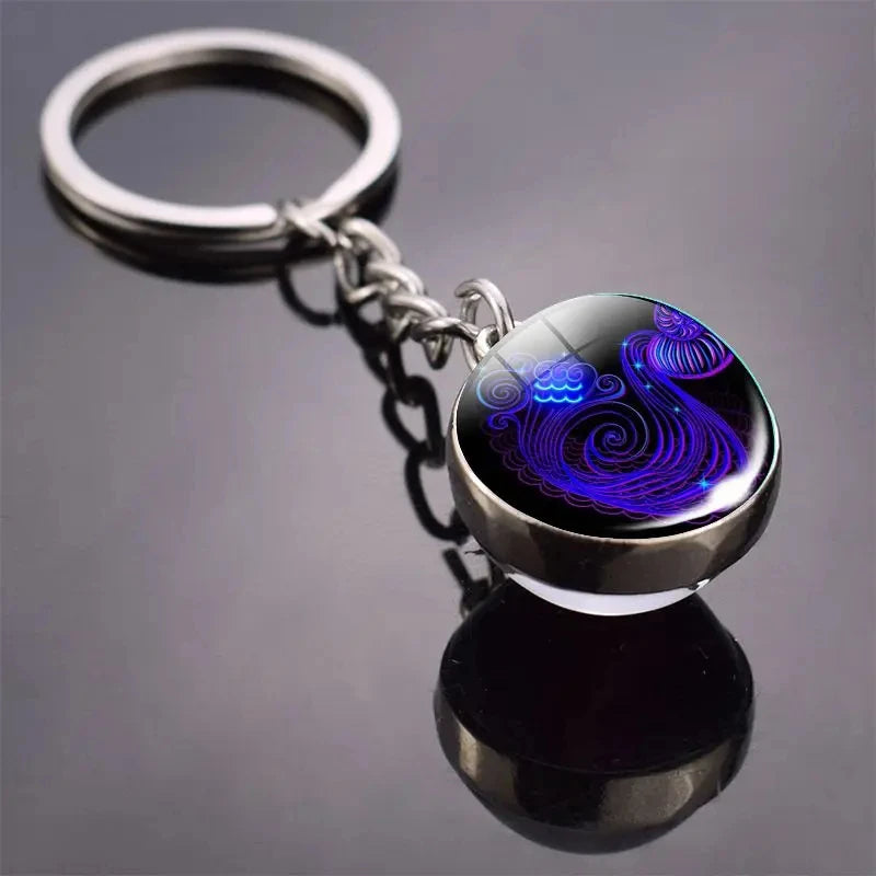 Glass Ball Zodiac Luminous Keychain