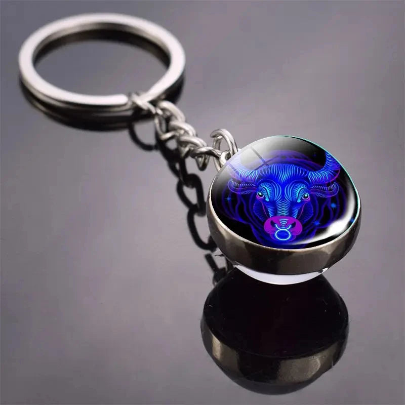Glass Ball Zodiac Luminous Keychain